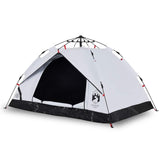 Camping Tent Dome 3-Person White Blackout Fabric Quick Release - Front View