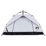 Camping Tent Dome 3-Person White Blackout Fabric Quick Release - 45-Degree Angle