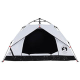 Camping Tent Dome 3-Person White Blackout Fabric Quick Release - Rear View