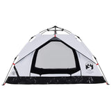 Camping Tent Dome 3-Person White Blackout Fabric Quick Release - Close-Up Angle