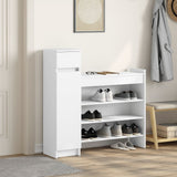 Shoe Cabinet White 100.5x28x100 cm Engineered Wood - Side View