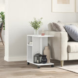 Side Table with Wheels White 50x30x55 cm Engineered Wood - Side View