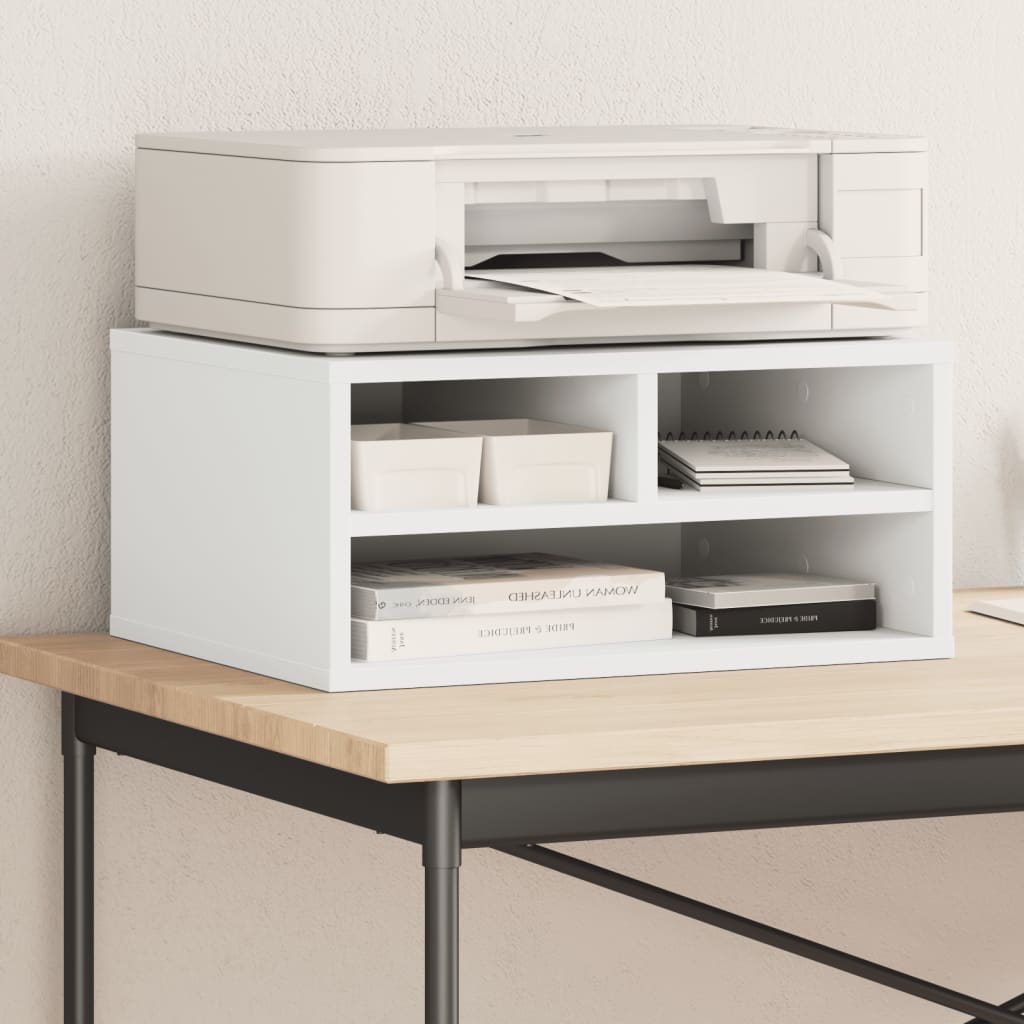Printer Stand White 49x40x22.5 cm Engineered Wood