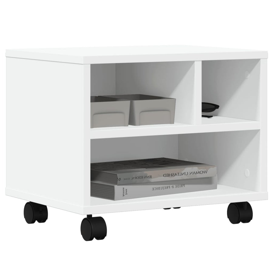 Printer Stand with Wheels White 41x32x34.5 cm