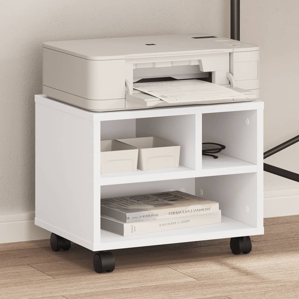 Printer Stand with Wheels White 41x32x34.5 cm