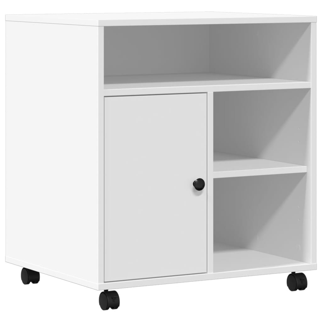 Printer Stand with Wheels White 60x50x67 cm