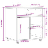 Printer Stand with Wheels White 60x50x67 cm