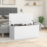 Storage Box White 100x42x46 cm Engineered Wood - Side View