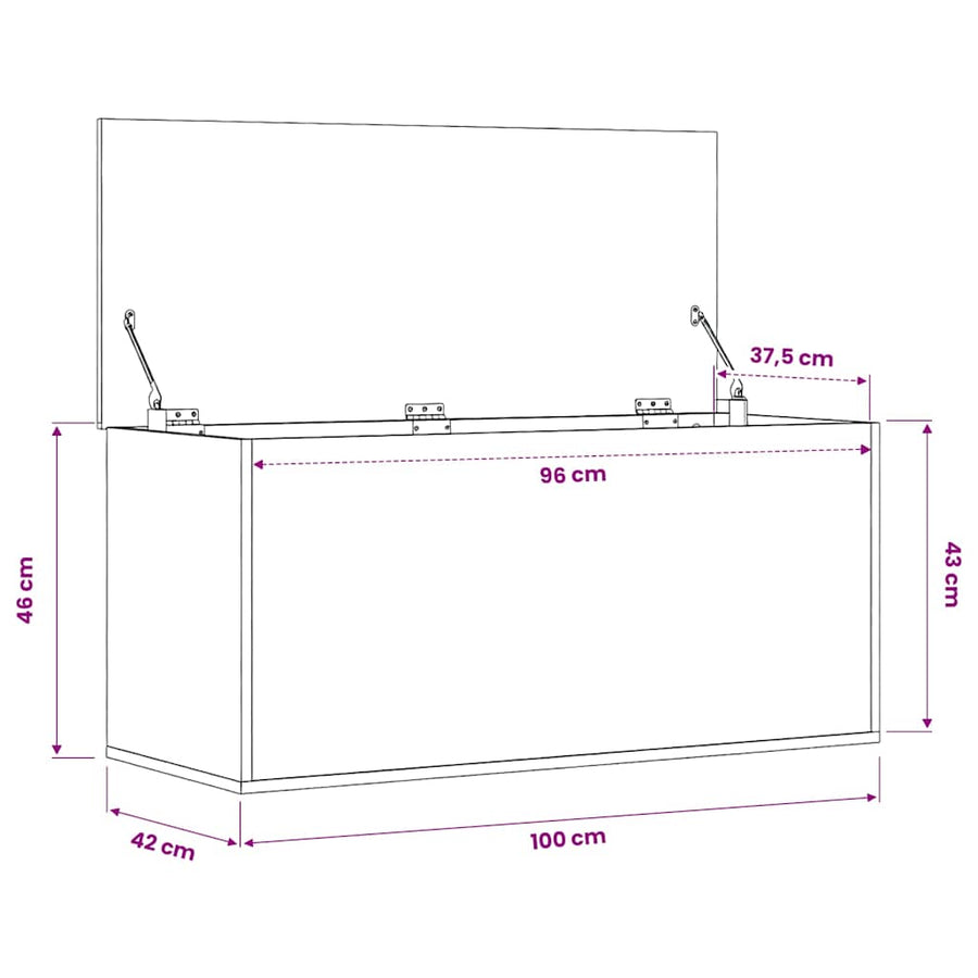 Storage Box White 100x42x46 cm Engineered Wood
