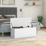 Storage Box White 90x35x35 cm Engineered Wood - Side View