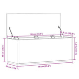 Storage Box White 90x35x35 cm Engineered Wood - Extra Image