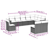 10 Piece Garden Sofa Set with Cushions Grey Poly Rattan - Close-Up Angle