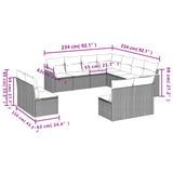 11 Piece Garden Sofa Set with Cushions Mix Beige Poly Rattan - Close-Up Angle