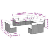 11 Piece Garden Sofa Set with Cushions Grey Poly Rattan - Close-Up Angle