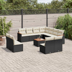 12 Piece Garden Sofa Set with Cushions Black Poly Rattan