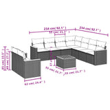 10 Piece Garden Sofa Set with Cushions Grey Poly Rattan