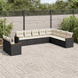 10 Piece Garden Sofa Set with Cushions Black Poly Rattan