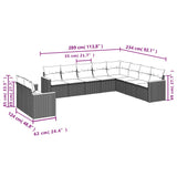 10 Piece Garden Sofa Set with Cushions Mix Beige Poly Rattan - Close-Up Angle