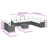 11 Piece Garden Sofa Set with Cushions Mix Beige Poly Rattan - Low Angle
