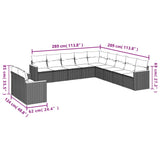 11 Piece Garden Sofa Set with Cushions Black Poly Rattan - Close-Up Angle