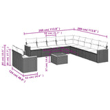 12 Piece Garden Sofa Set with Cushions Grey Poly Rattan - Low Angle