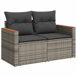 8 Piece Garden Sofa Set with Cushions Grey Poly Rattan - 45-Degree Angle