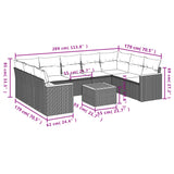10 Piece Garden Sofa Set with Cushions Black Poly Rattan - Low Angle