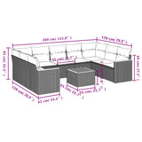 10 Piece Garden Sofa Set with Cushions Black Poly Rattan - Low Angle