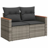 10 Piece Garden Sofa Set with Cushions Grey Poly Rattan