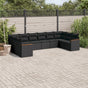 10 Piece Garden Sofa Set with Cushions Black Poly Rattan