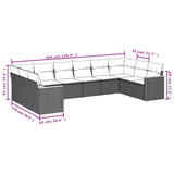 10 Piece Garden Sofa Set with Cushions Mix Beige Poly Rattan - Close-Up Angle