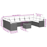 11 Piece Garden Sofa Set with Cushions Mix Beige Poly Rattan - Low Angle