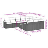 11 Piece Garden Sofa Set with Cushions Grey Poly Rattan - Low Angle