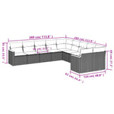 10 Piece Garden Sofa Set with Cushions Black Poly Rattan - Close-Up Angle