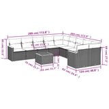 11 Piece Garden Sofa Set with Cushions Grey Poly Rattan - Low Angle