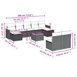 10 Piece Garden Sofa Set with Cushions Black Poly Rattan - Low Angle