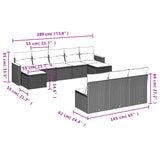 10 Piece Garden Sofa Set with Cushions Grey Poly Rattan - Close-Up Angle