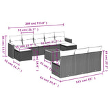 11 Piece Garden Sofa Set with Cushions Grey Poly Rattan - Low Angle
