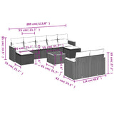 10 Piece Garden Sofa Set with Cushions Grey Poly Rattan - Low Angle