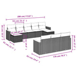 10 Piece Garden Sofa Set with Cushions Grey Poly Rattan - Close-Up Angle