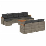 11 Piece Garden Sofa Set with Cushions Grey Poly Rattan - Front View