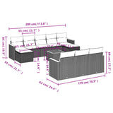 11 Piece Garden Sofa Set with Cushions Grey Poly Rattan - Low Angle