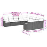 11 Piece Garden Sofa Set with Cushions Mix Beige Poly Rattan - Close-Up Angle