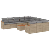 12 Piece Garden Sofa Set with Cushions Mix Beige Poly Rattan - Front View