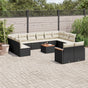 13 Piece Garden Sofa Set with Cushions Black Poly Rattan