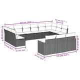 13 Piece Garden Sofa Set with Cushions Mix Beige Poly Rattan - Close-Up Angle