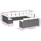 13 Piece Garden Sofa Set with Cushions Grey Poly Rattan - Close-Up Angle