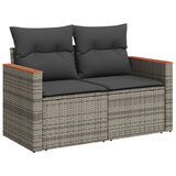 14 Piece Garden Sofa Set with Cushions Grey Poly Rattan - Rear View