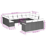 14 Piece Garden Sofa Set with Cushions Grey Poly Rattan