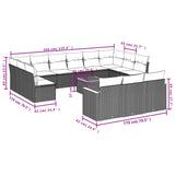 14 Piece Garden Sofa Set with Cushions Grey Poly Rattan - Low Angle